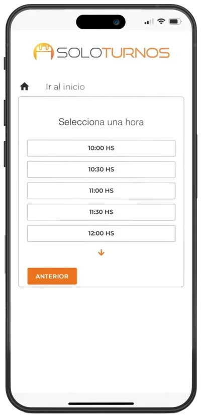 SoloTurnos Profesionales - Seleccion horario