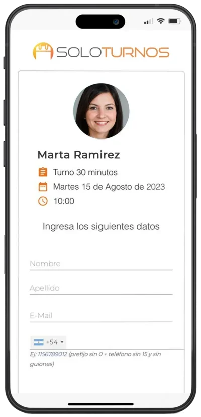 SoloTurnos Profesionales - Ingreso de datos